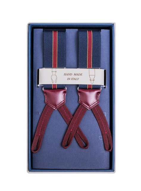 Navy Burgudny Striped Elastic Braces