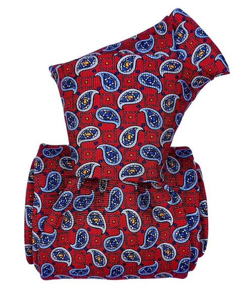 Printed Silk Tie - Blue Ornaments