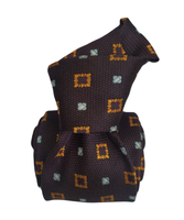 Printed Silk Tie - Violet with Golden Squares