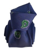 Printed Silk Tie - Blue with Green Paisley