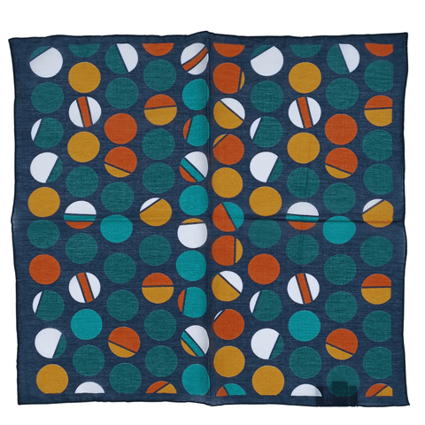 Natural Blend Pocket Square - Navy Circles