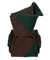 Shantung Tie - Block-Stripes Brown&Bottle Green