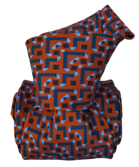 Printed Silk Tie - Brown Pixels