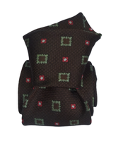 Klasyczny Krawat Jedwabny - Brązowy w Pistacjowe Kwadraty