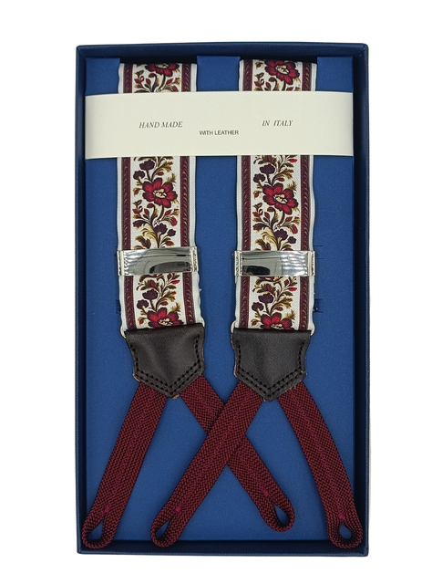 Red Flowers Printed Silk Braces