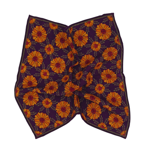 Wool Pocket Square - Yellow Flowers