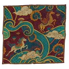 Wool Pocket Square - Fairytail Horses