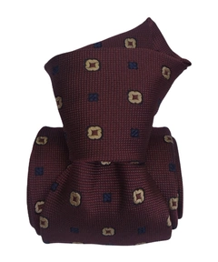 Printed Silk Tie - Burgundy with Light Brown Flowers