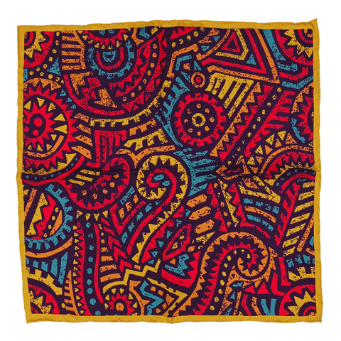 Poszetka Jedwabna - Azteckie Wzory