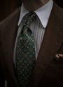 Silk Tie - Green with Orange
