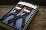Burgundy and Navy Striped Elastic Braces