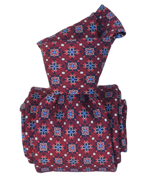 Printed Silk Tie - Geometry of Burgundy