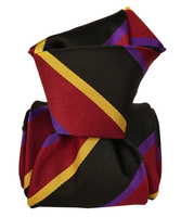 Klasyczny Krawat Jedwabny - Czarno-Czerwony Regimental