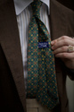 Silk Tie - Green with Orange