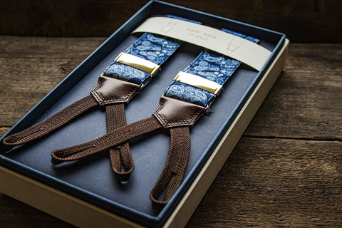 Blue Skulls and Paisleys Elastic Braces