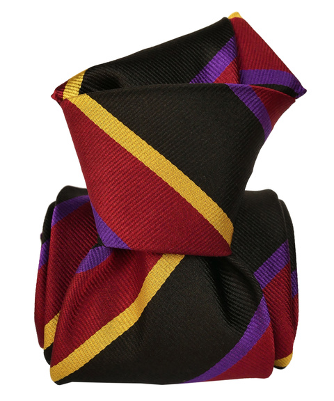 Klasyczny Krawat Jedwabny - Czarno-Czerwony Regimental
