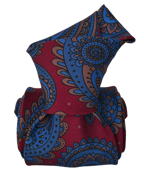 Klasyczny Krawat Jedwabny - Burgundowy BIG Paisley