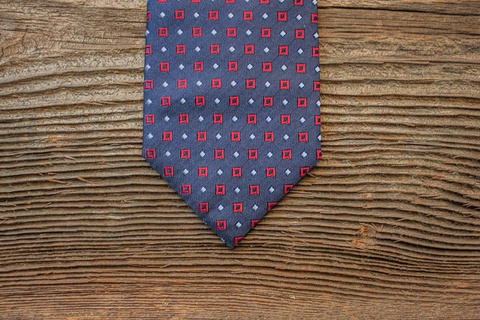 Jacquard Silk Tie - Red Squares