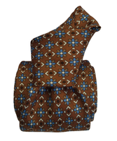 Printed Silk Tie - Brown with Blue Flowers