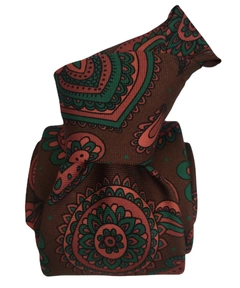 Printed Silk Tie - Brown BIG Paisley
