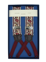 Red Flowers Printed Silk Braces