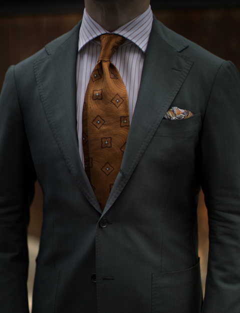 Jacquard Silk Tie - Hazlenut with Brown Flowers