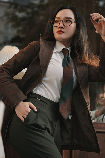 Shantung Tie - Block-Stripes Brown&Bottle Green