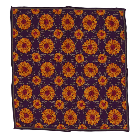 Wool Pocket Square - Yellow Flowers