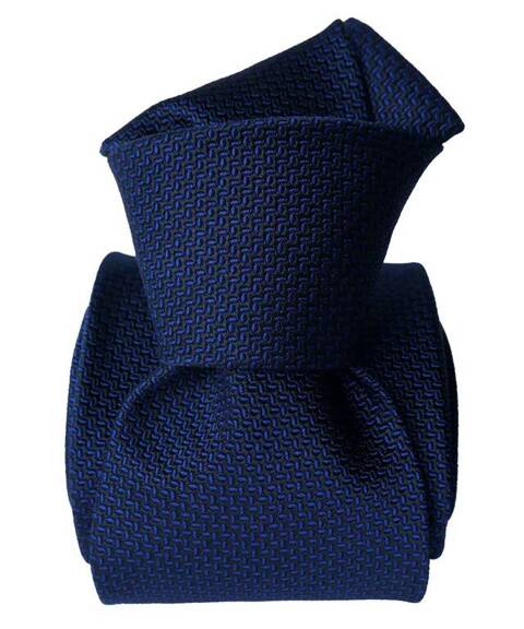 Klasyczny Krawat Jedwabny - Granatowo Niebieski